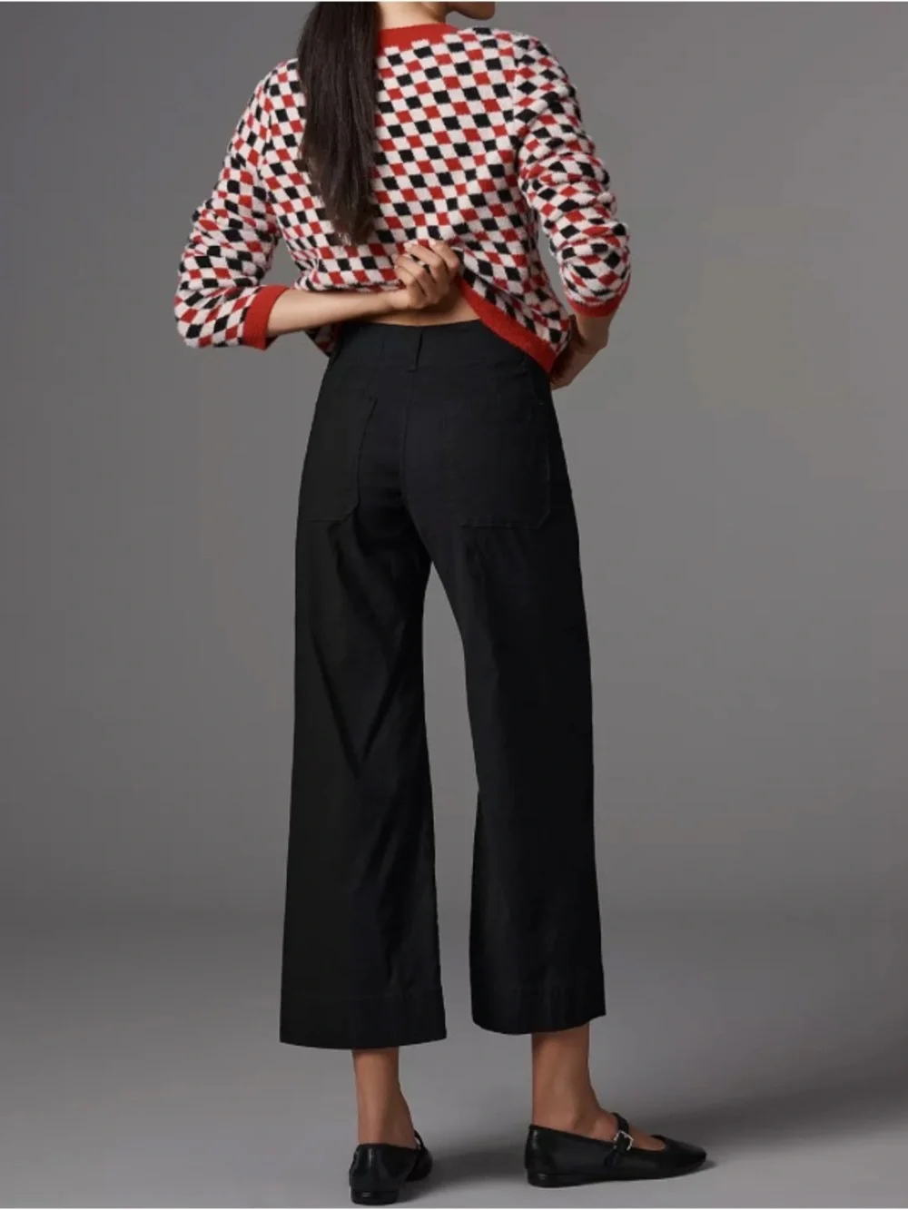 Anthropologie Maeve NWT Colette High-Rise Wide Leg Black Cropped Pants- 28 - Picture 2 of 7